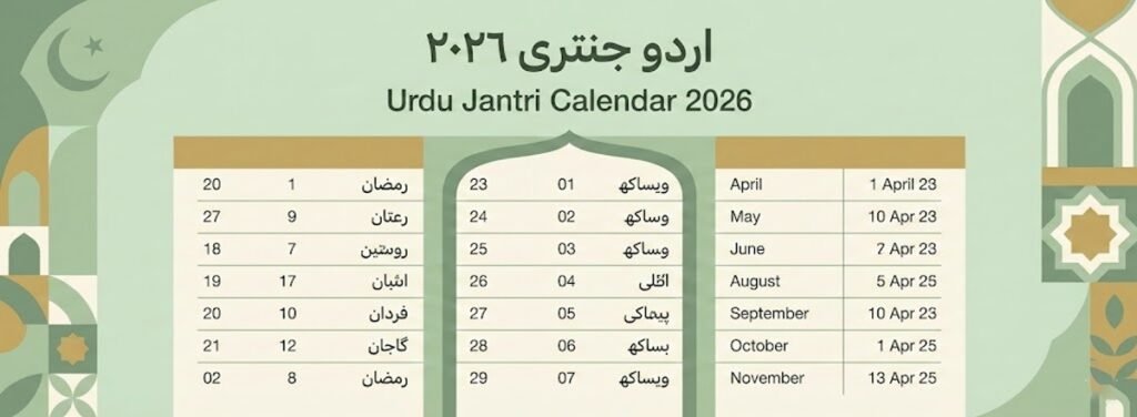 Jantri 2026 Urdu Islamic Desi Calendar